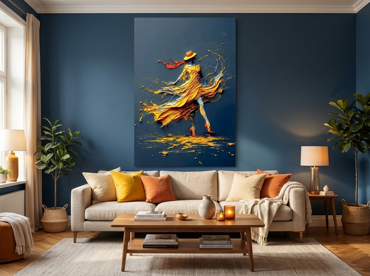 Dynamic Impasto Woman in Yellow