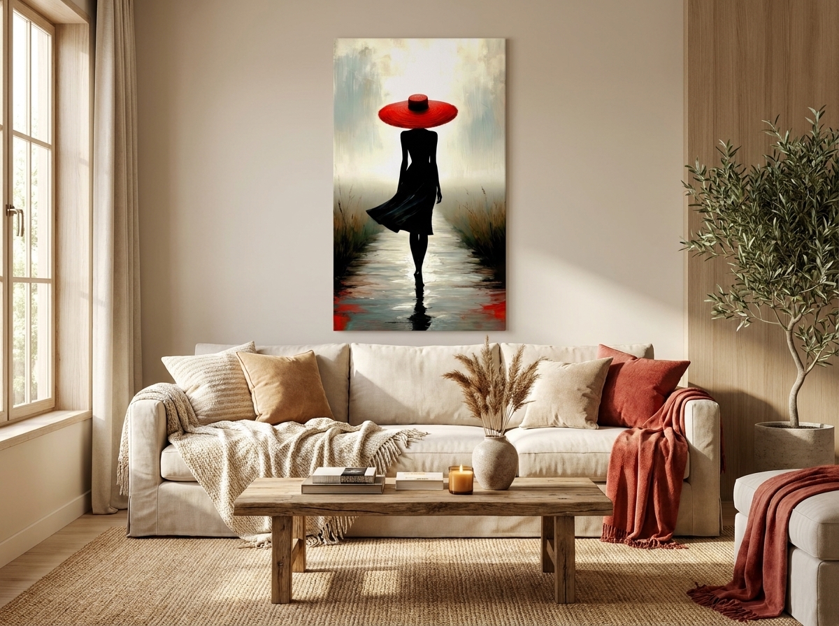 Elegant Silhouette in a Red Hat