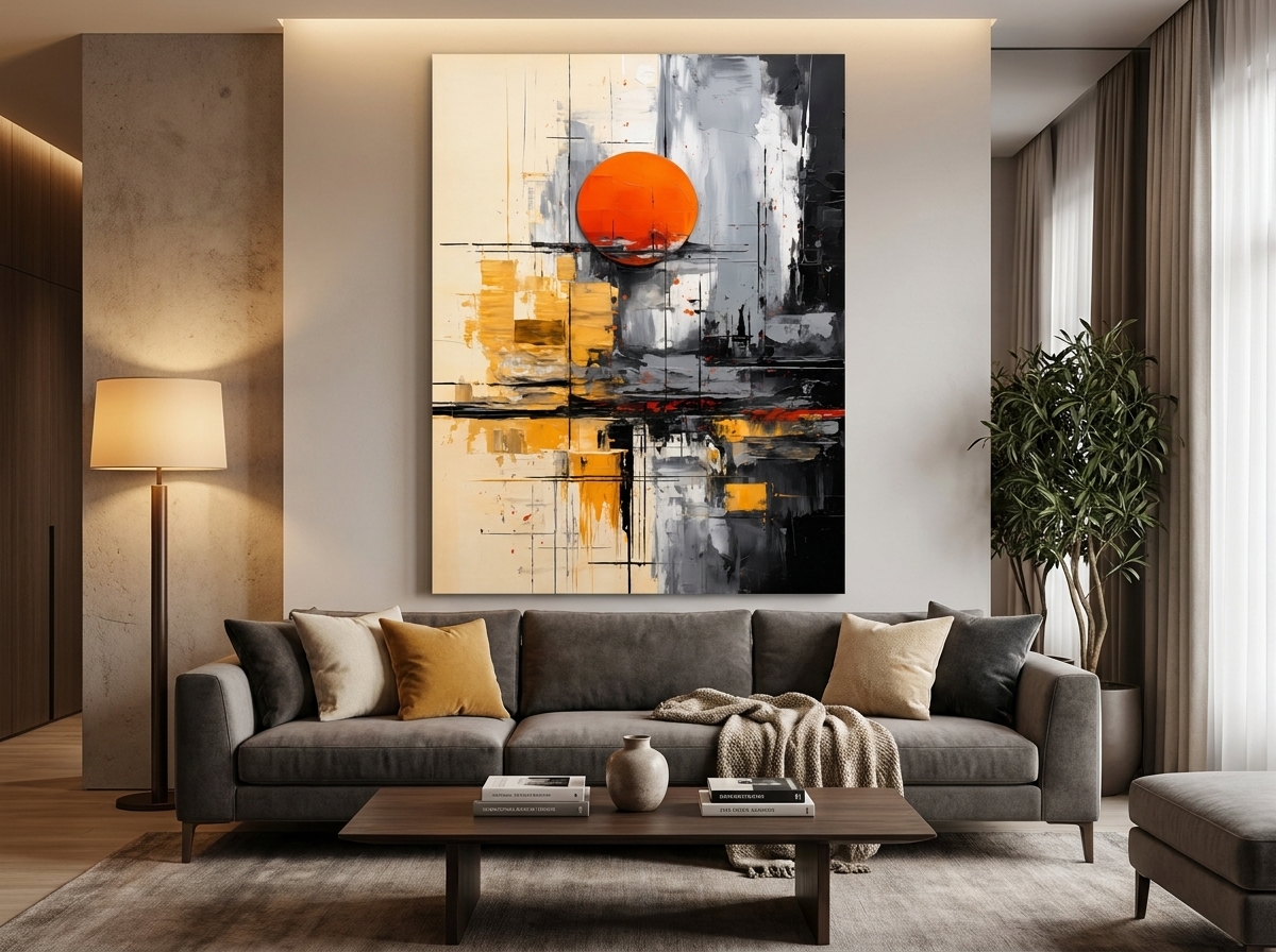 Textured Abstract Geometric Sun