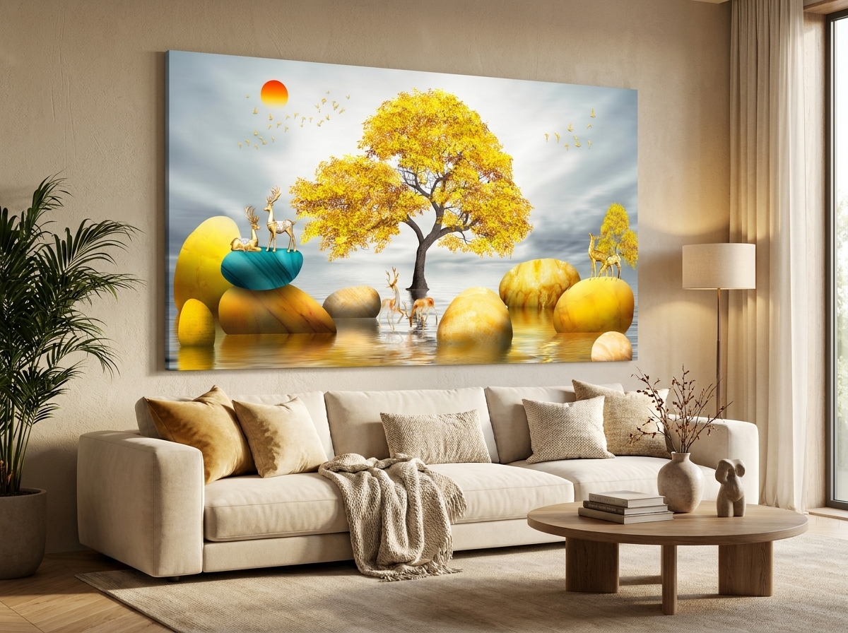 Surreal Golden Autumn Landscape