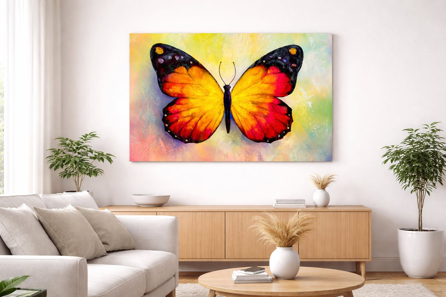 Vibrant Butterfly Oil Painting 5 Panel Canvas Wall Art