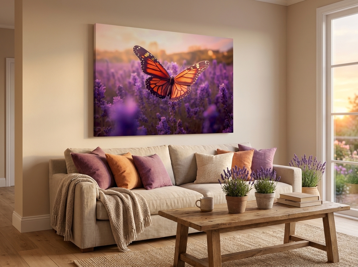 Monarch Flight Over Lavender