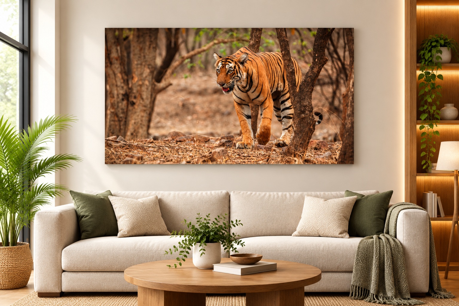 Tiger Walking Through the Forest