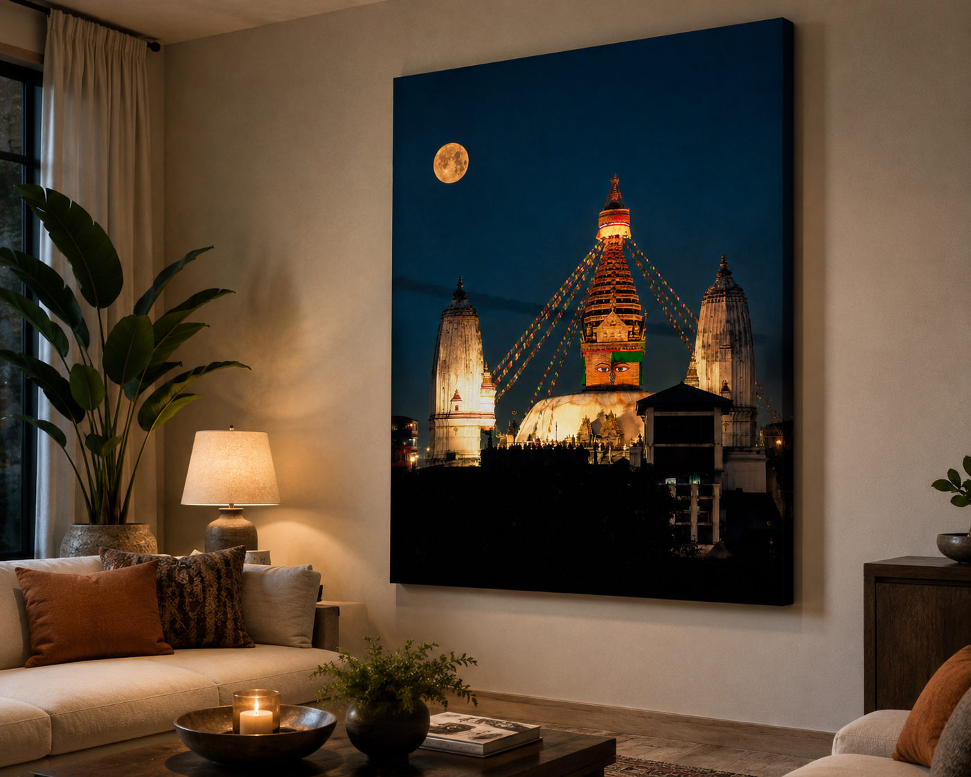 Swayambhunath Stupa Full Moon Wall Art