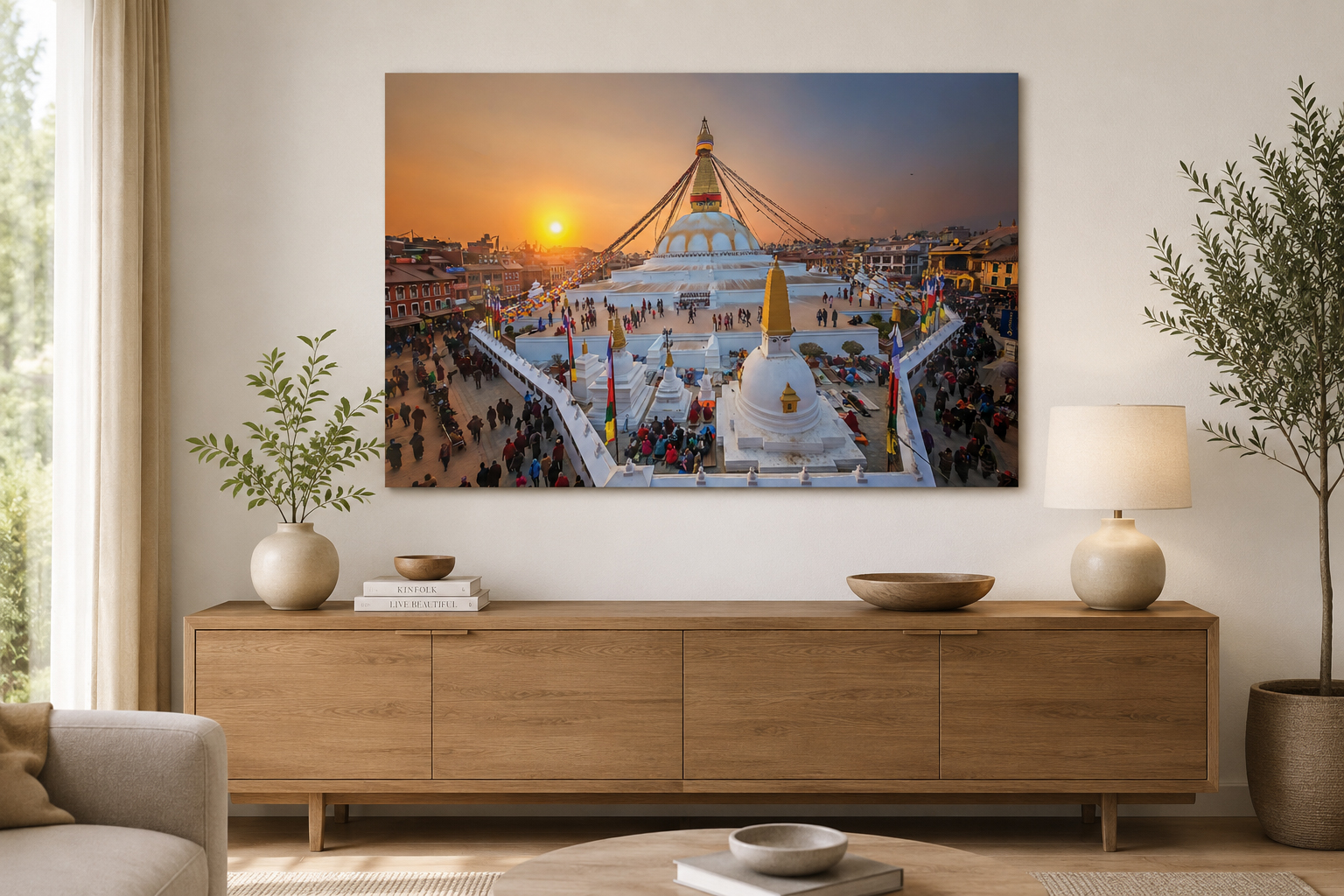 Boudhanath Stupa Sunset Wall Art