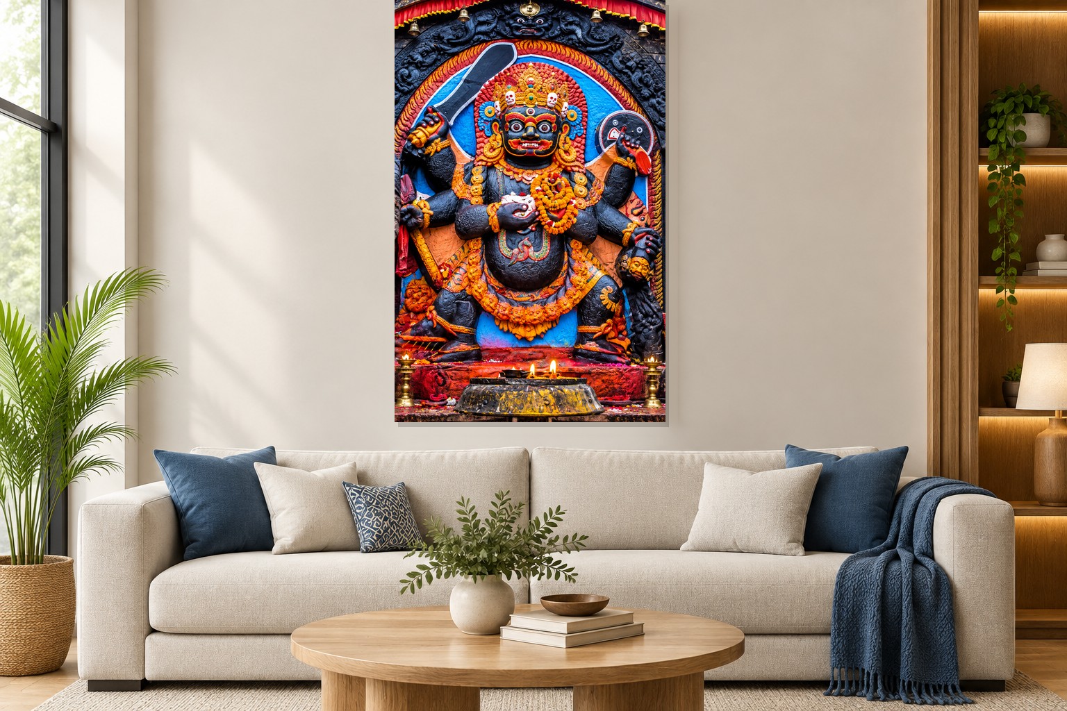 Kaal Bhairav in a Vibrant Temple Shrine