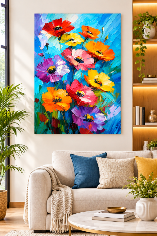 Vibrant Palette Knife Floral Symphony
