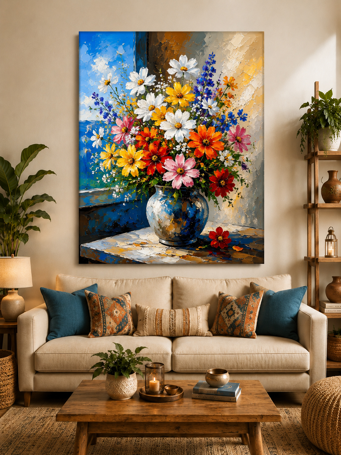 Ceramic Vase With Colorful Bouquet