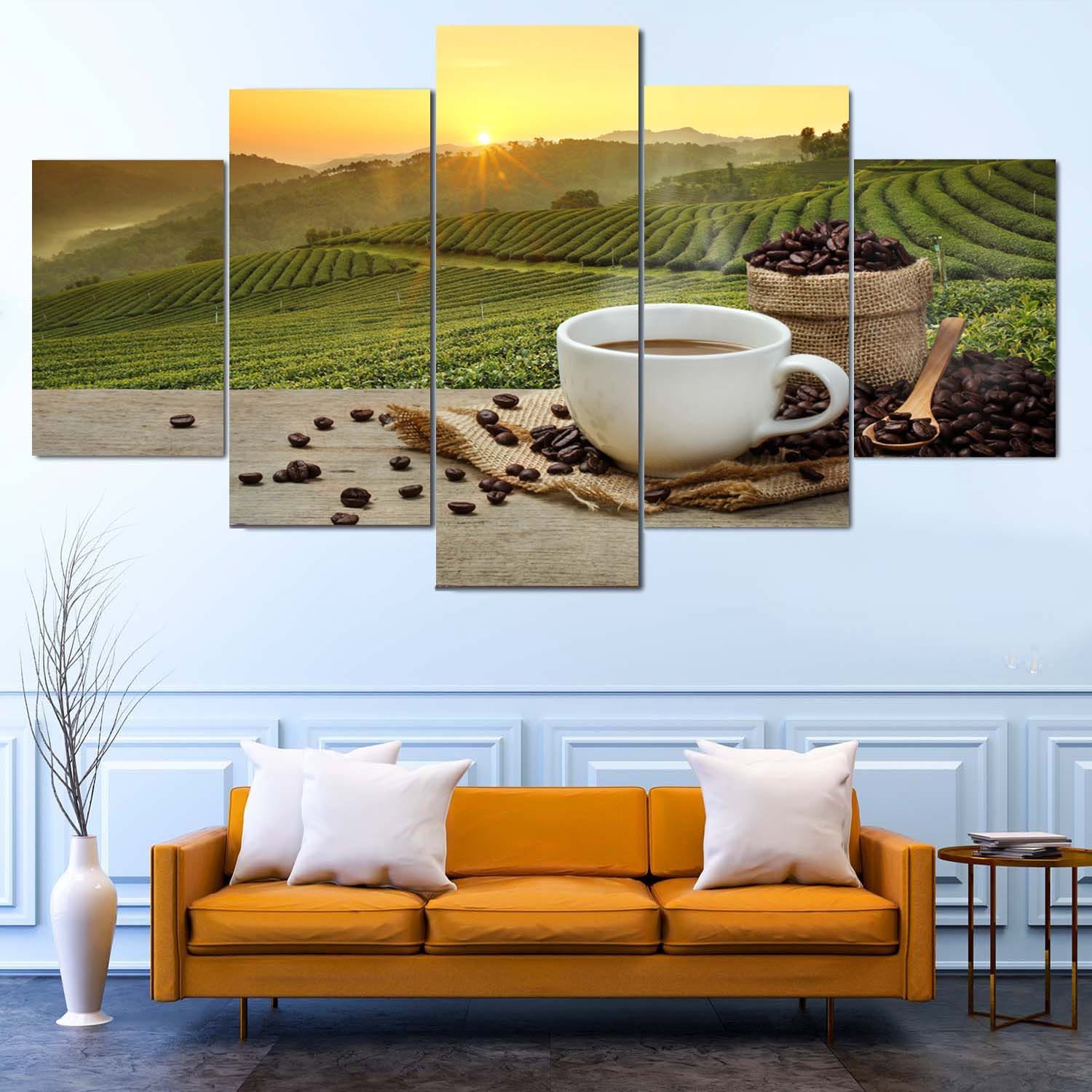 Coffee Plantation Sunrise 5 Panel Canvas Wall Art