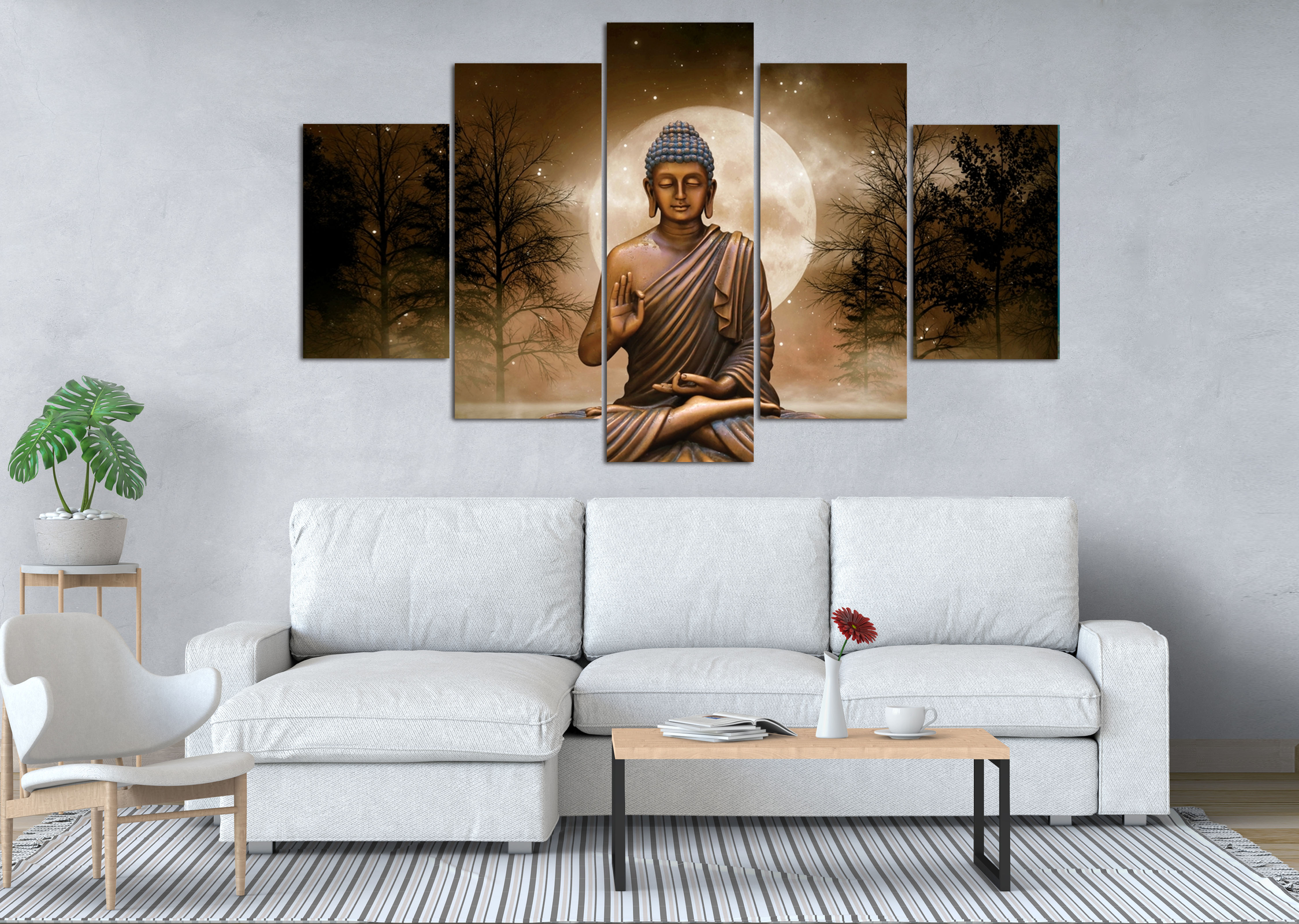 Serene Buddha Under the Full Moon