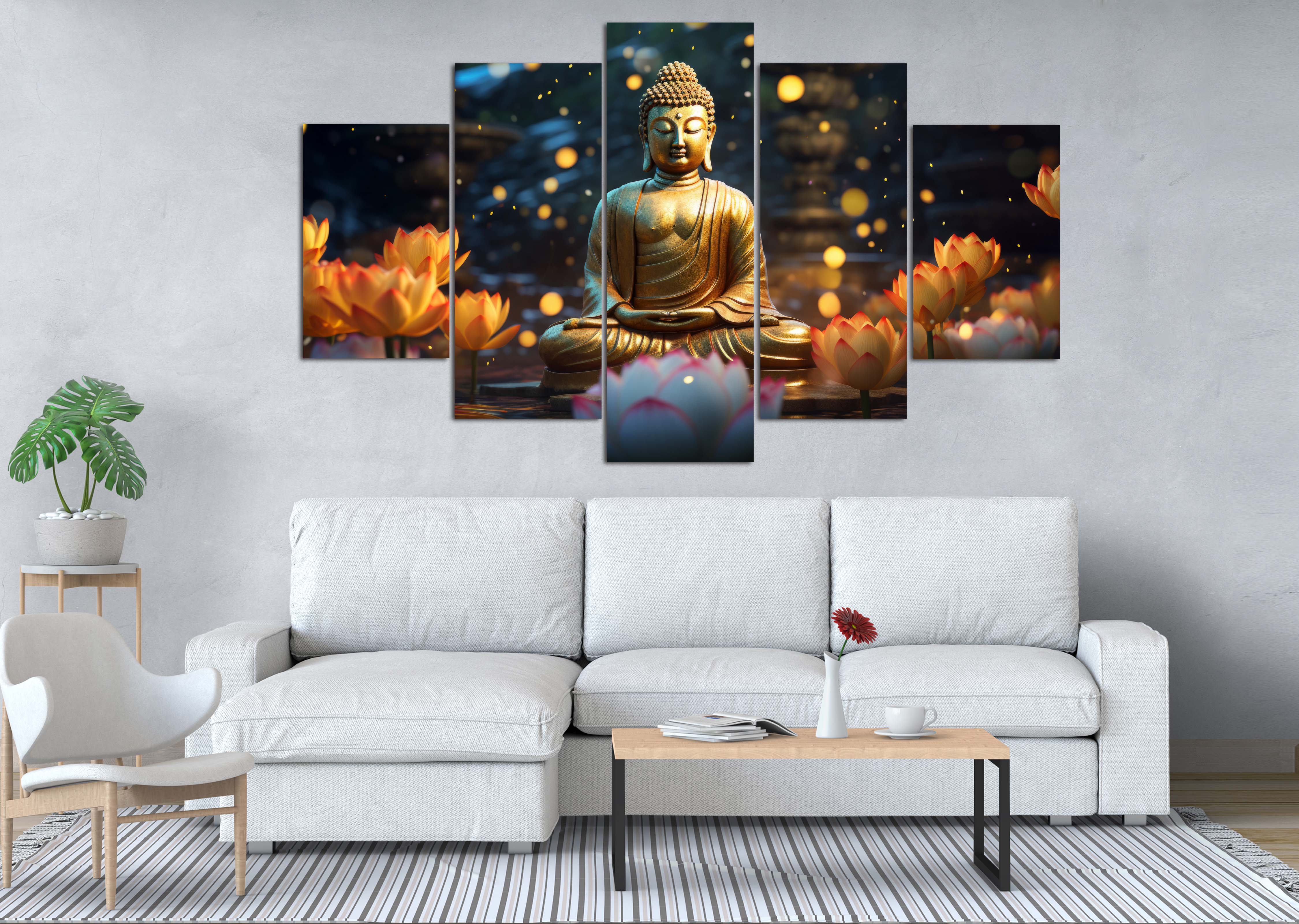 Golden Buddha in a Magical Lotus Garden