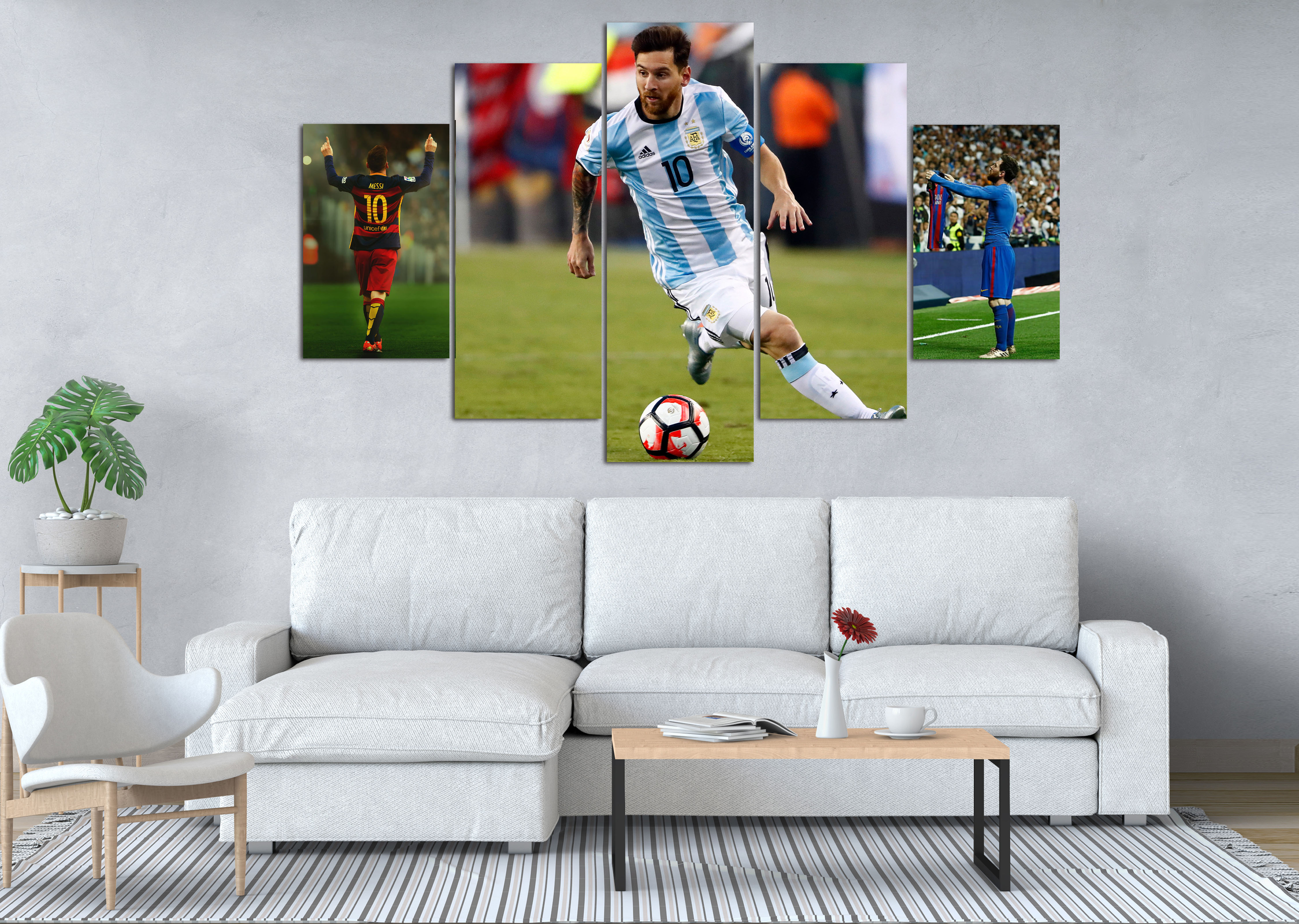 Lionel Messi Legend 5 Panel Canvas Wall Art