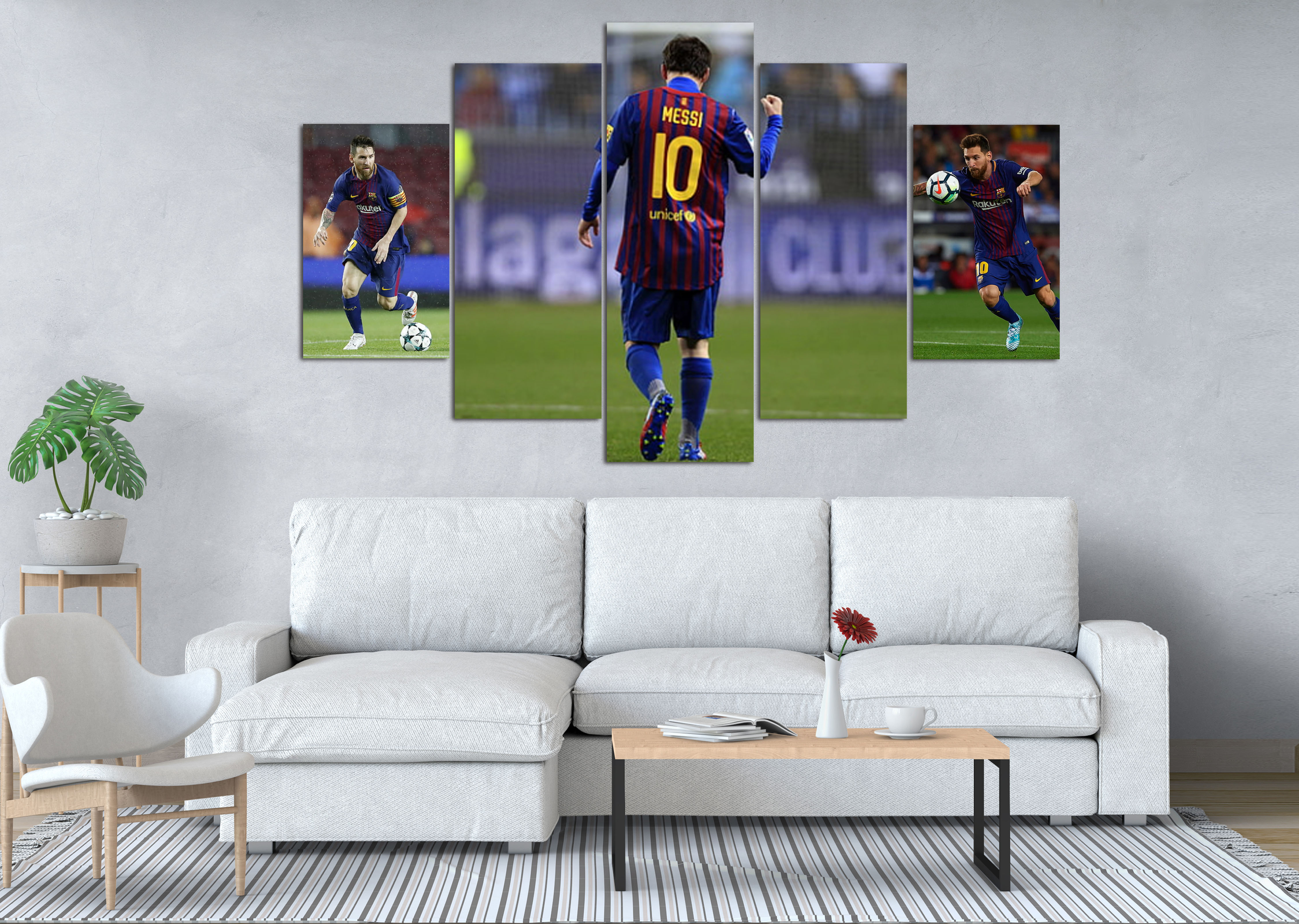 Lionel Messi Barcelona Legend 5 Panel Canvas Wall Art