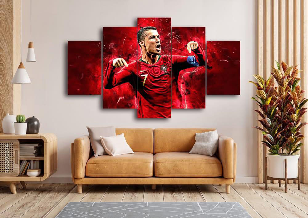 Cristiano Ronaldo Portugal Pride 5 Panel Canvas Wall Art