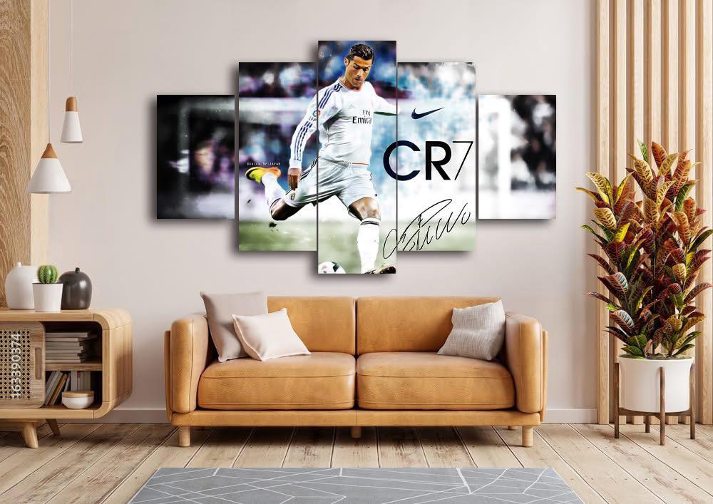 Cristiano Ronaldo Action Signature 5 Panel Canvas Wall Art